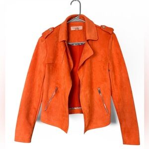 Philosophy Faux Leather Vibrant Orange Jacket.Size XS